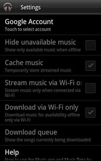 Google Music for Android smartphone
