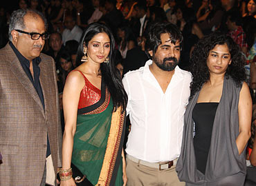 Boney Kapoor, Sridevi, Sabyasachi and an unidentified guest