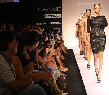A showing underway at Lakme Fashion Week