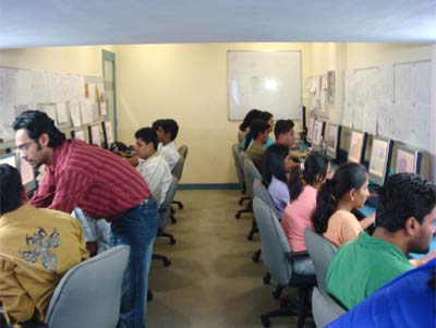 Students taking a course at the Graphiti Institute