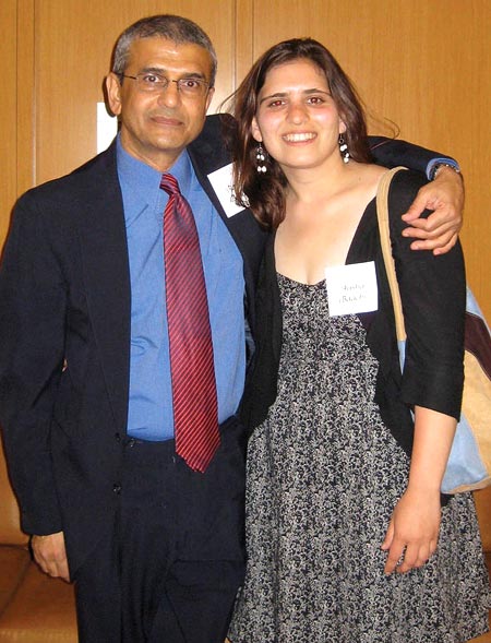 Aysha Bagchi with her father (left)