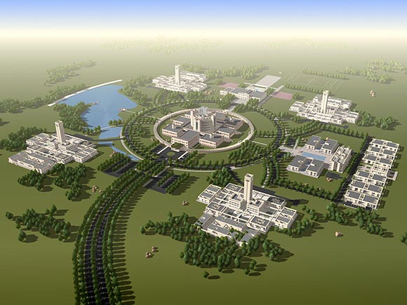 Artist's rendition of the aerial view of ISB-Hyderabad