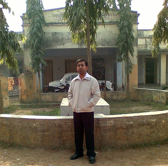 Yateen Kumar Suman outside his office in Darbhanga, Bihar