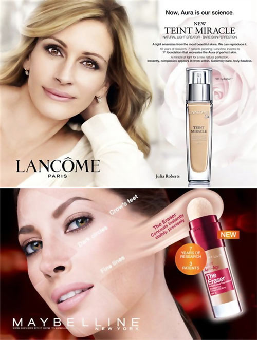 Julia Roberts for Lancome and Christy Turlington for Maybelline