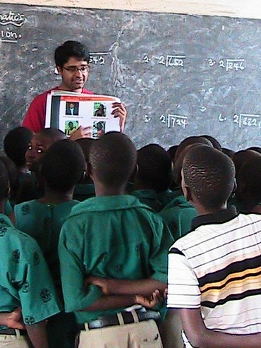 Mohit Agarwal, one of the winners, teaches a class of students in Ghana