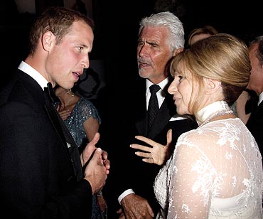 Prince William in conversation with Barbara Streisand and her husband James Brolin at the 2011 BAFTA Brits To Watch Event on July 9, 2011