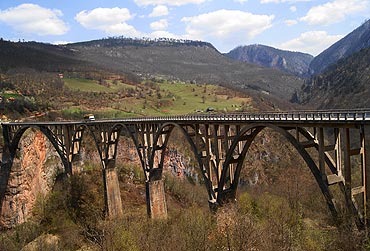 The Djurdjevica Tara Bridge on Tara River, Montenegro.