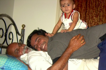 Rajkiran R Nair with his father Ramachandran and daughter