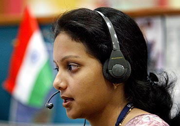 An Indian employee at a call centre