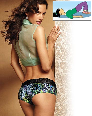 Alessandra Ambrosio's sculpted bottom is obtainable with butt crunches