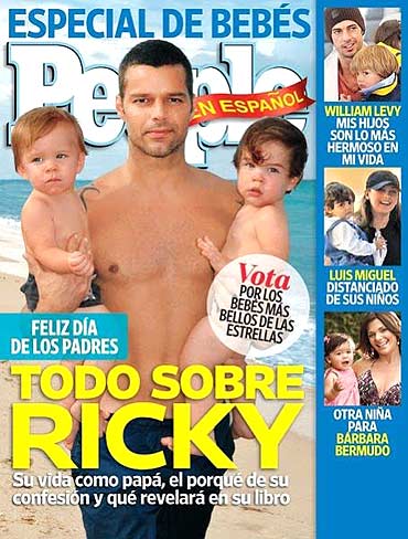 Ricky Martin with his twin sons