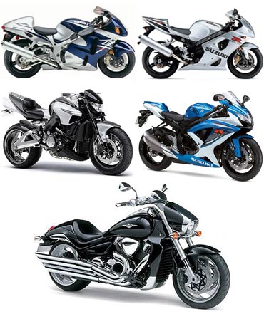 A collage of Suzuki's greatest bikes