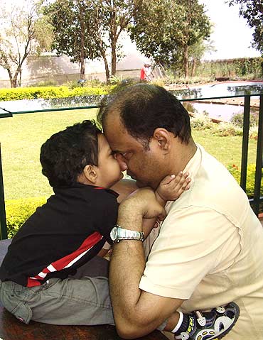 Anupam Bhattacharya and son Arhan