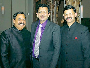 Surfy Rahman, left, and K N Vinod, owners and operators of Indique restaurant, have been friends with Sanjeev Kapoor, centre, for over 25 years