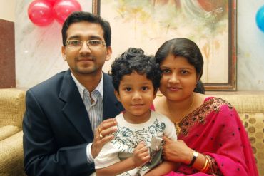 Sudhir Ranjan Mishra with wife Manasi and son Rishabh