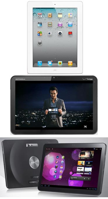 A collage of iPad 2, Motorola Xoom, Samsung Galaxy Tab and iPad