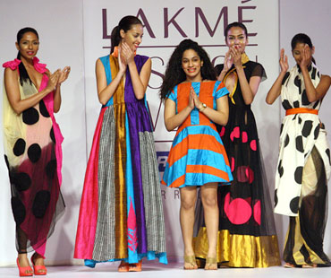 Masaba (third from left) and her models