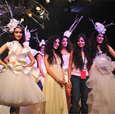 Designers Gauri and Nainika at Lakme Fashion Week grand finale.