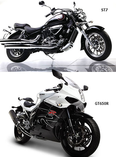 A collage of Hyosung GTR650 and ST7