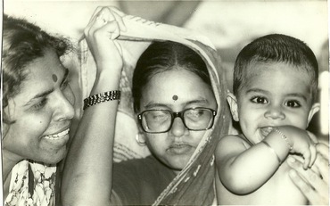 Akash Raman with his 'two mothers'