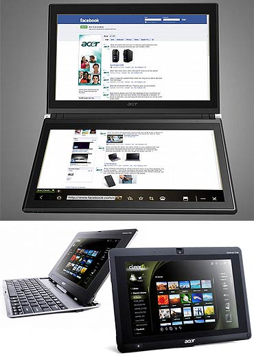 Acer Iconia Dual Screen notebook and Iconia Tab W500.