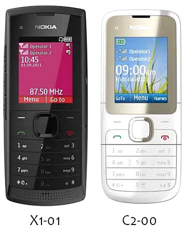 Nokia's low-cost dual SIM phones: X1-01 and C2-00