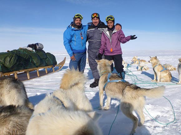 (LtoR): Ajeet Bajaj with a Trans-Greenland Ski Expedition crew member and Deeya