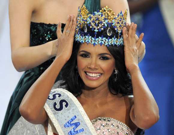 Miss Venezuela, Ivian Sarcos, is crowned Miss World 2011 in Earls Court in west London.