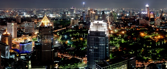 Bangkok at night, seen from the top of the Banyan Tree Hotel.