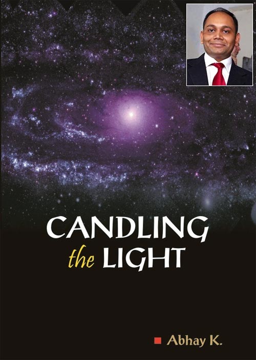 Cover of Abhay Kumar's book Candling The Light; Inset: The author