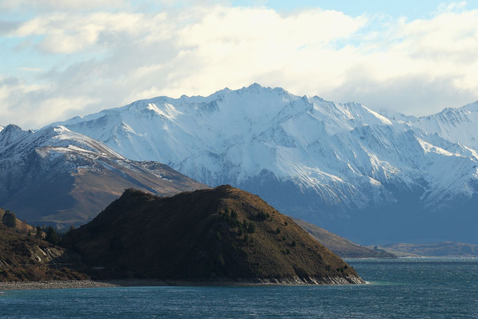 A view of Lake Hawea in Wanaka, New Zealand.