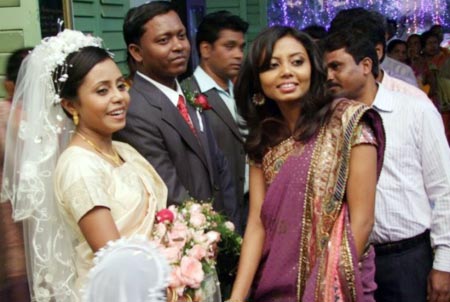 Usha Lakra Aind with her husband on her wedding day