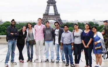 Shubhi and Prateek with other contestants in Paris