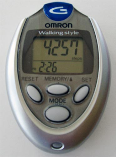 The pedometer helps you keep count of how much you've walked