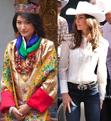 Queen Jetsun Pema of Bhutan and (right) Catherine, Duchess of Cambridge