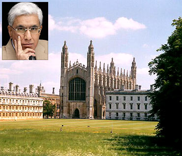 Cambridge University and (inset) Karan Thapar