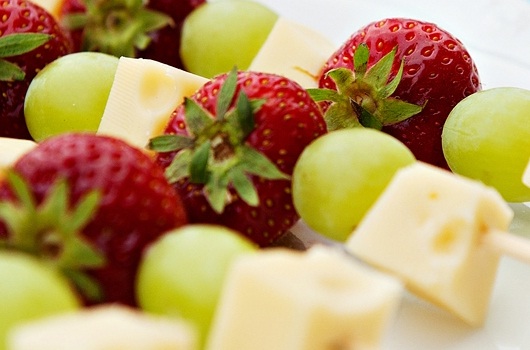 Cheese with fresh fruit