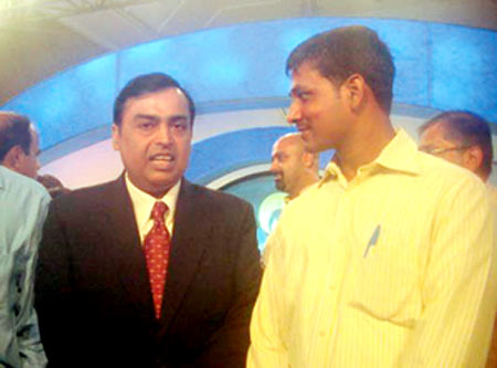 Seen here at the CNN-IBN show where he recounts his tale with Mukesh Ambani, Chairman, Reliance Industries