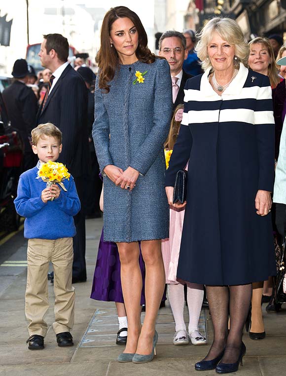 Catherine, Duchess of Cambridge and Camilla, Duchess of Cornwall depart after visiting the Fortnum And Mason Store on March 1, 2012 in London, England