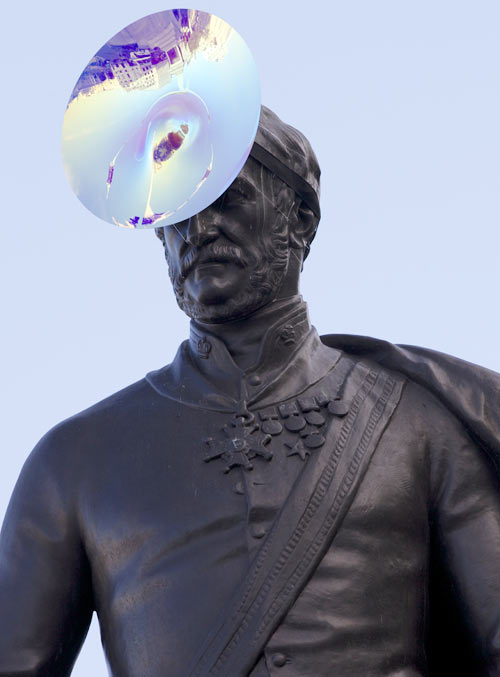 The statue of Sir Henry Havelock in Trafalgar Square wearing a hat by Philip Treacy