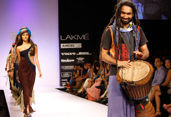 A percussionist on the ramp at the Babita M showing