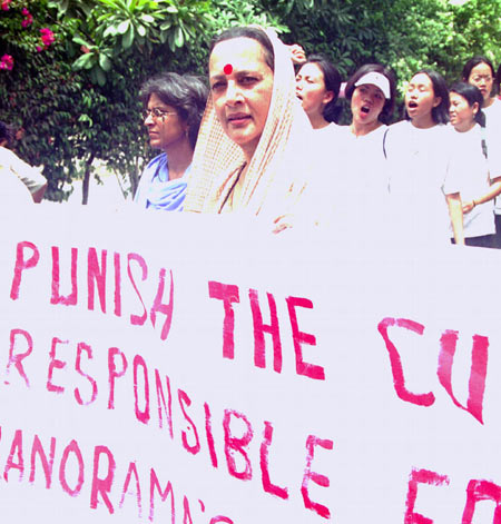 Brinda Karat during a protest in New Delhi
