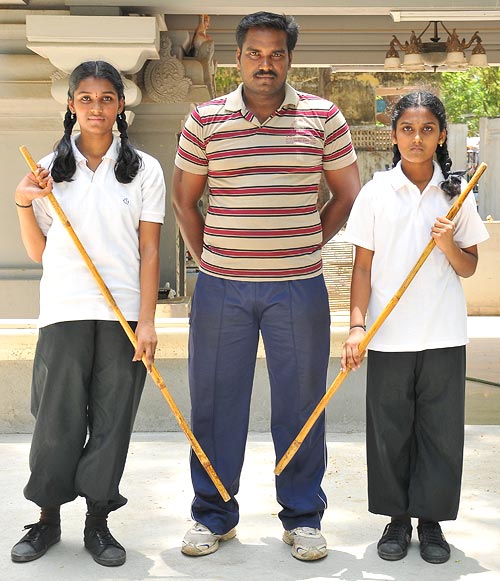 The girls with their coach Mr Ramachandran