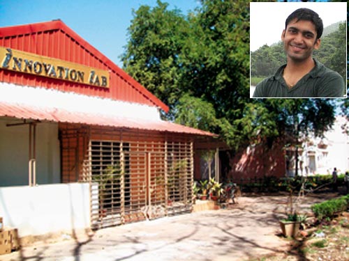 IIT-Kharagpur's innovation laboratory for student entrepreneurs and (inset) Shwetank Jain