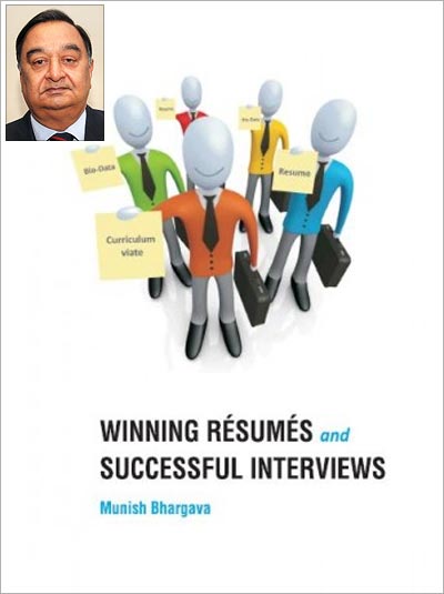 Cover of the book Winning Resumes and Successful Interviews and (inset) Munish Bhargava