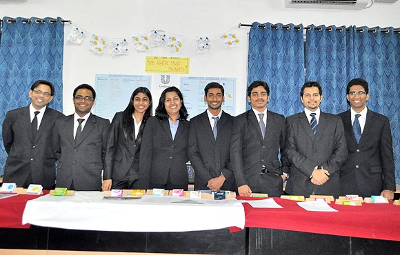 Shweta (fourth from the left) poses with her batchmates at the institute