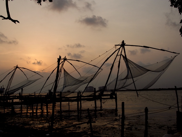 Chinese fishing nets in Kochi, Kerala
