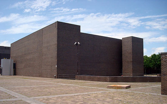 A view of the Performing Arts Center from the main plaza
