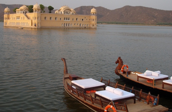 The swan boats that take you to and from Jal Mahal