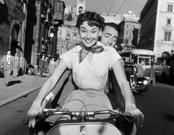 A still from the film Roman Holiday's starring Audrey Hepburn and Gregory Peck